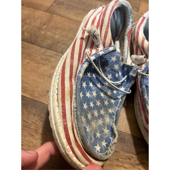 Hey Dude Stars N Stripes Wally Shoes Flaws -Men’s 8 Woman’s 10 - Picture 9 of 15